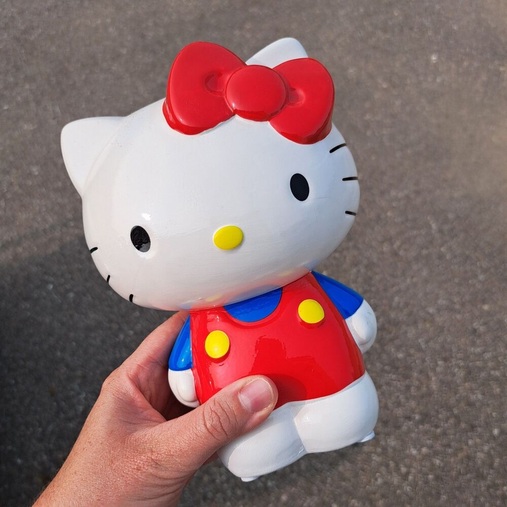 NEW Sanrio Hello Kitty HK Piggy Money Bank Red Blue Standing Ceramic 10"